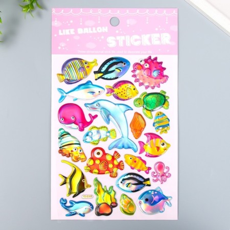 Stick plastic holography with a metal tint "Underwater World" 9.5x27 cm