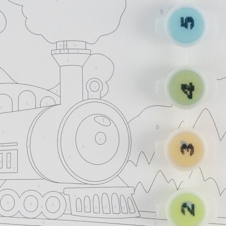 Picture on numbers Children's "steam locomotive", canvas on a subframe 20 × 20 cm-2