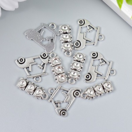 Decor for creativity Metal "Machine and Traffic Light" silver set 5+5 pcs 1.9x1.7 cm-2