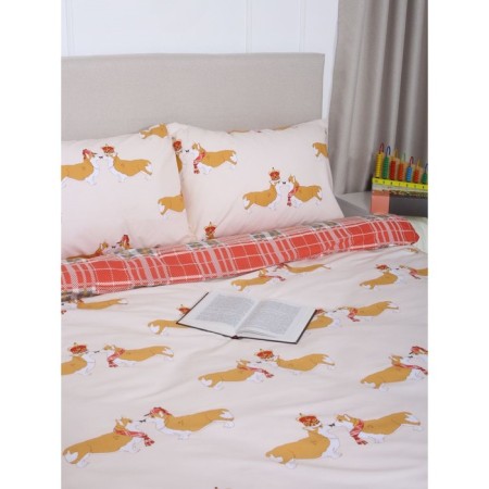 Bed linen 1.5 joint venture "Royal Corgi", size 150x215 cm, 145x210 cm, 50x70 cm-1