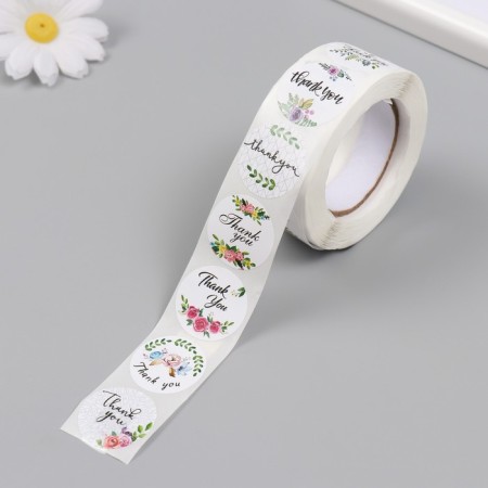 Stick Paper "Thank you. Flowers" d = 2.5 cm 500 pcs in a roll 3x6.5x6.5 cm-4