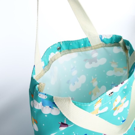 Set of a youth backpack from textiles, a choper bag, turquoise color-6