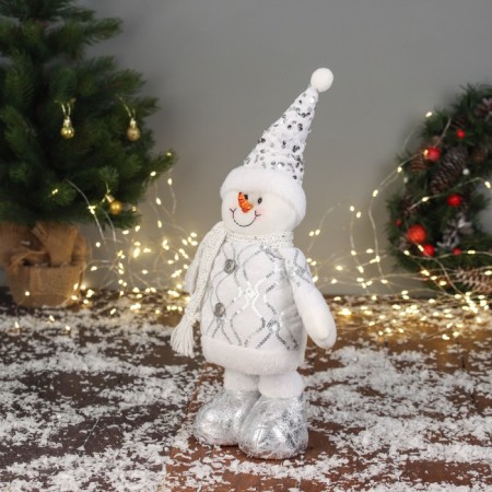 Soft toy "Snowman Snowlit" (59x21 cm extended legs) 40x21 cm, silver-white-3
