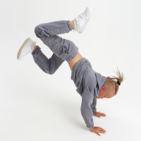 Kids (hoodies, trousers) minku color gray, height 122-8