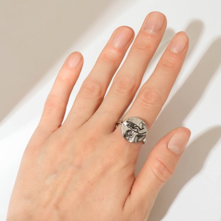 Ring "Sun" above the hand, color silver, 16 size