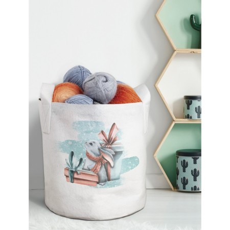 Textile bag “Bunny with a gift”, for storing things and toys, size 30x30 cm, 18.9 liters