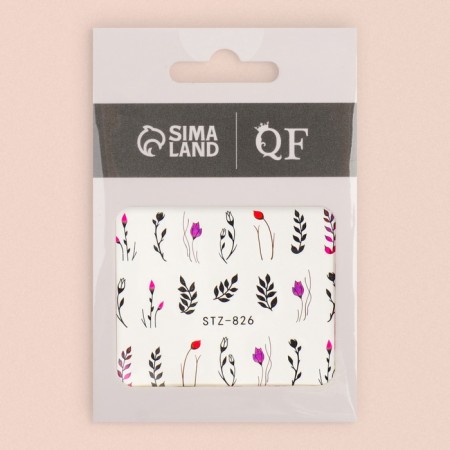 Nail stickers "Tulips", water, packing 6 pcs, multi -colored-2