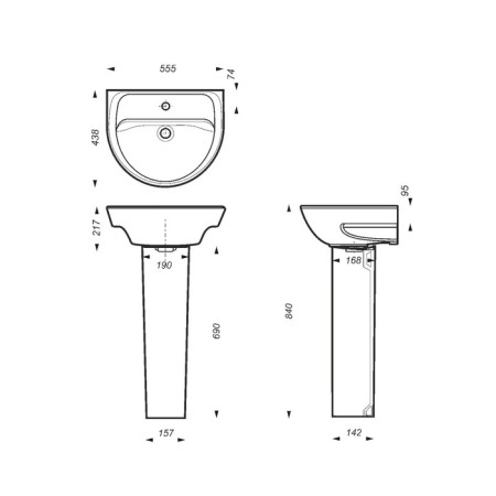 Sanita Sanita shell 55, with a hole for the mixer, white-6