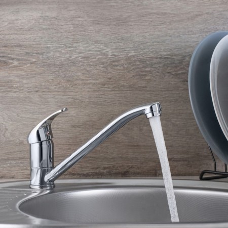 Kitchen mixer RMS SL128-004F-25, single-leaf, medium surge, on a nut, chrome-3