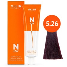 Cream-color hair Permanent Ollin Professional N-Joy, tone 5/26, Light brown-haired purple, 100 ml