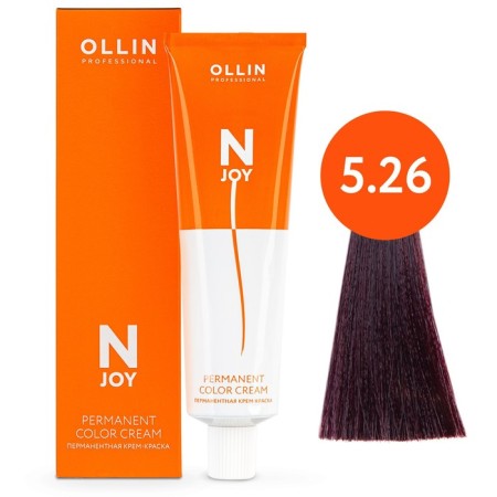 Cream-color hair Permanent Ollin Professional N-Joy, tone 5/26, Light brown-haired purple, 100 ml