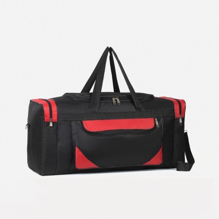 Road bag, 3 parts on lightning, external pocket, long belt, black/red color