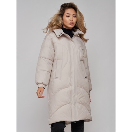 Coat insulated winter female, size 42, beige color-18
