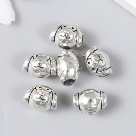 Busina for creativity Metal "dog" silver 1x1.4 cm-2