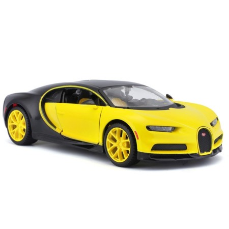 MASTO DIE-CAST BUGATTI Chiron machine, opening doors, 1:24, Black and yellow color-1