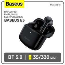 Wireless headphones Baseus E3, TWS, inserts, BT5.0, 35/330 mAh, microphone, black
