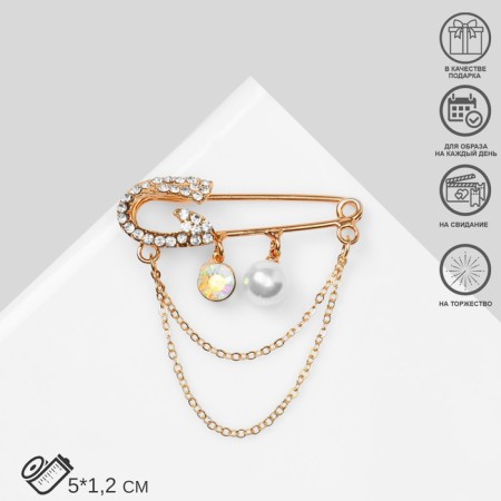 Classic pin, 5 cm, color-white color in gold-2