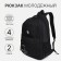 A backpack with a zipper, 3 outer pockets, black color