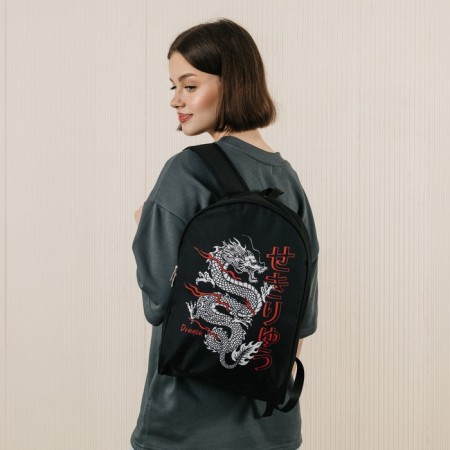 Backpack School Textile "Dragon", 38x14x27 cm, black color-6