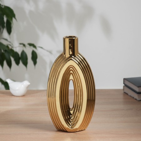 VAZA Ceramics Table "Bram" bottle, 28x14 cm, gold