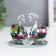 Suvenir glass "Swans with diamond" Green holography 6.5x5x5 cm