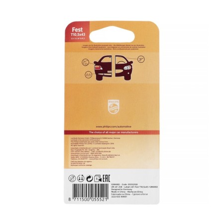 Car lamp Philips, T10.5, 12 V, 10 W, (SV8.5-41/11), set 2 pcs, 128666b2-2