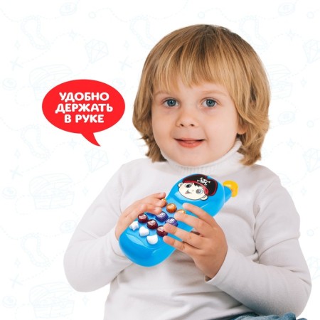 Musical phone “Brave pirate”, lighting effects, Russian voice acting, works from batteries-4