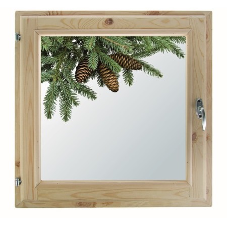 Window 80x80 cm, "spruce branch", single -chamber double -glazed window, seal, needles