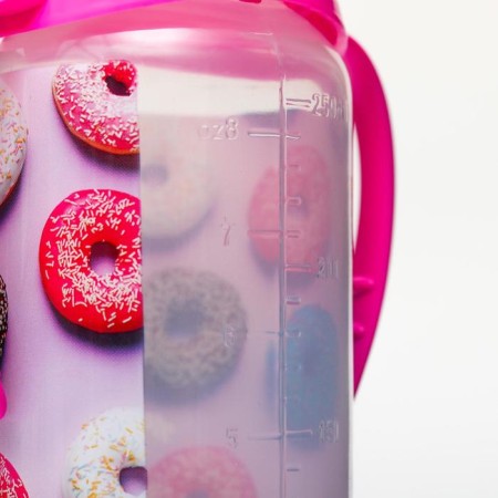 A bottle of feeding "Donuts", classic throat, 250 ml., 0 months, cylinder, with handles-5