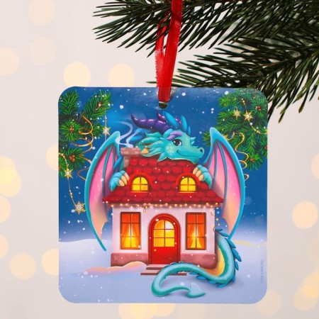 Christmas tree pendant fluorescent "Happiness to the house", 12 x 12 cm-1