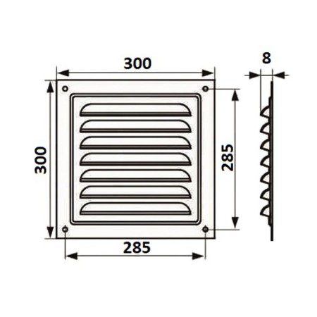 Ventilation grate Zein Lux RM3030C, 300 x 300 mm, with a grid, metal, galvanizing-6