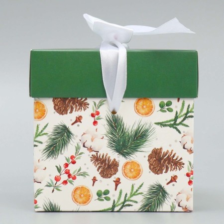Folding box "New Year's branches", 10 x 10 x 10 cm, New Year-4