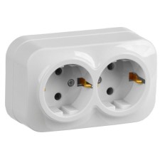 IEK ERH21-K01-16 GLORY, OP, 2 sockets, OP, 16A, with grounding, white color