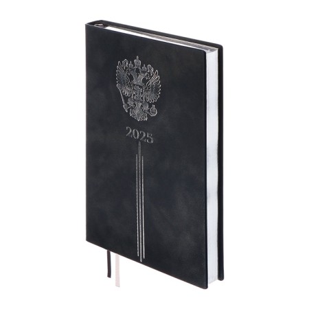 Dated 2025 diary, A5, 176 sheets of Escalada, solid cover of artificial leather, 3D design, foil, liesse embossing, cream block 70 g/m2, black-1