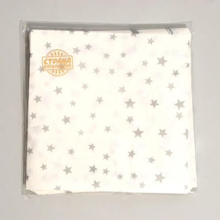 Paper “Stars” napkins, 33x33 cm, set 20 pcs., Silver color-2