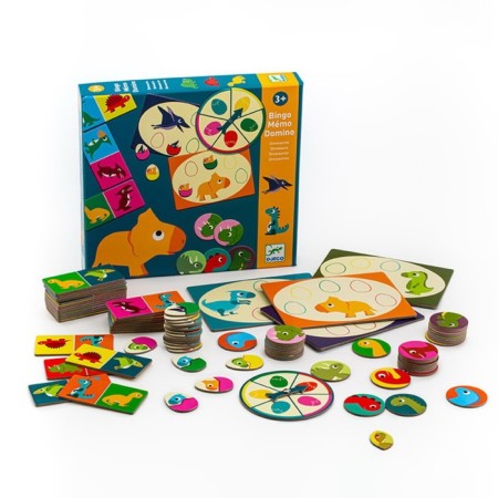 Lotto, dominoes and memories 3 in 1 djeco "Memo dinosaurs"