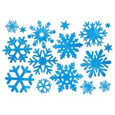 A set of snowflakes for decor, counting material, blue color