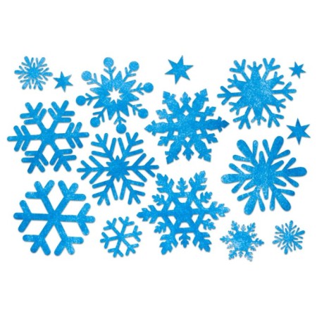 A set of snowflakes for decor, counting material, blue color