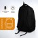 Youth backpack from textiles, 2 lightning departments, 4 pockets, black/orange color