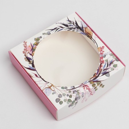 Box for Makarun with low sides, confectionery packaging, "tenderness", 11x 11x 3 cm-1