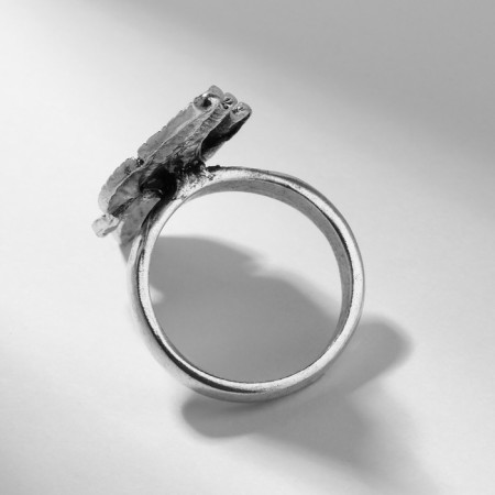 Ring "Leaves" Trio, Color Black silver, 17 size-1