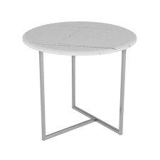Table Commerce Albano, 550x550x500, white marble/chrome