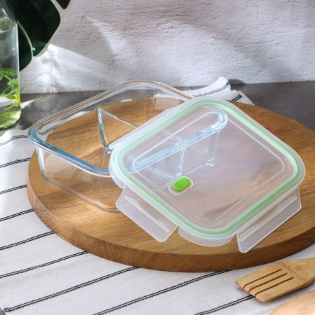 Container with a separator and a plastic lid, glass, 1 liter-1