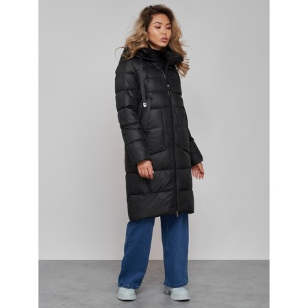 Coat insulated winter female, size 42, black color-1