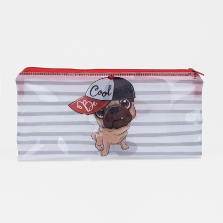 Cosmetic bag-penetration on lightning, PVC, white/red color-1