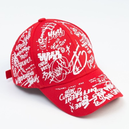 Minaku cap with inscriptions, red color, rr 58