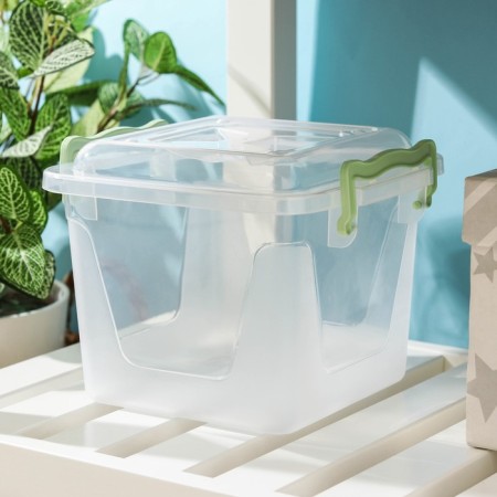 Container for storage with a lid, 4 l, 19.5 × 19.5 × 17.5 cm, transparent-4