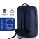 Youth backpack from textiles, external pocket, blue color