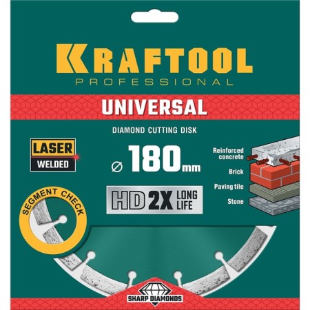 Diamond disk Kraftool 36680-180, 10 x 2.6 mm, d = 22.2 mm, 180 mm-2