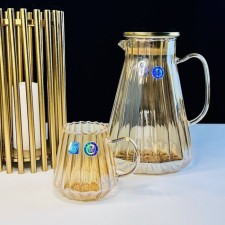 Set of Capherine and 6 Lenardi mugs, glass